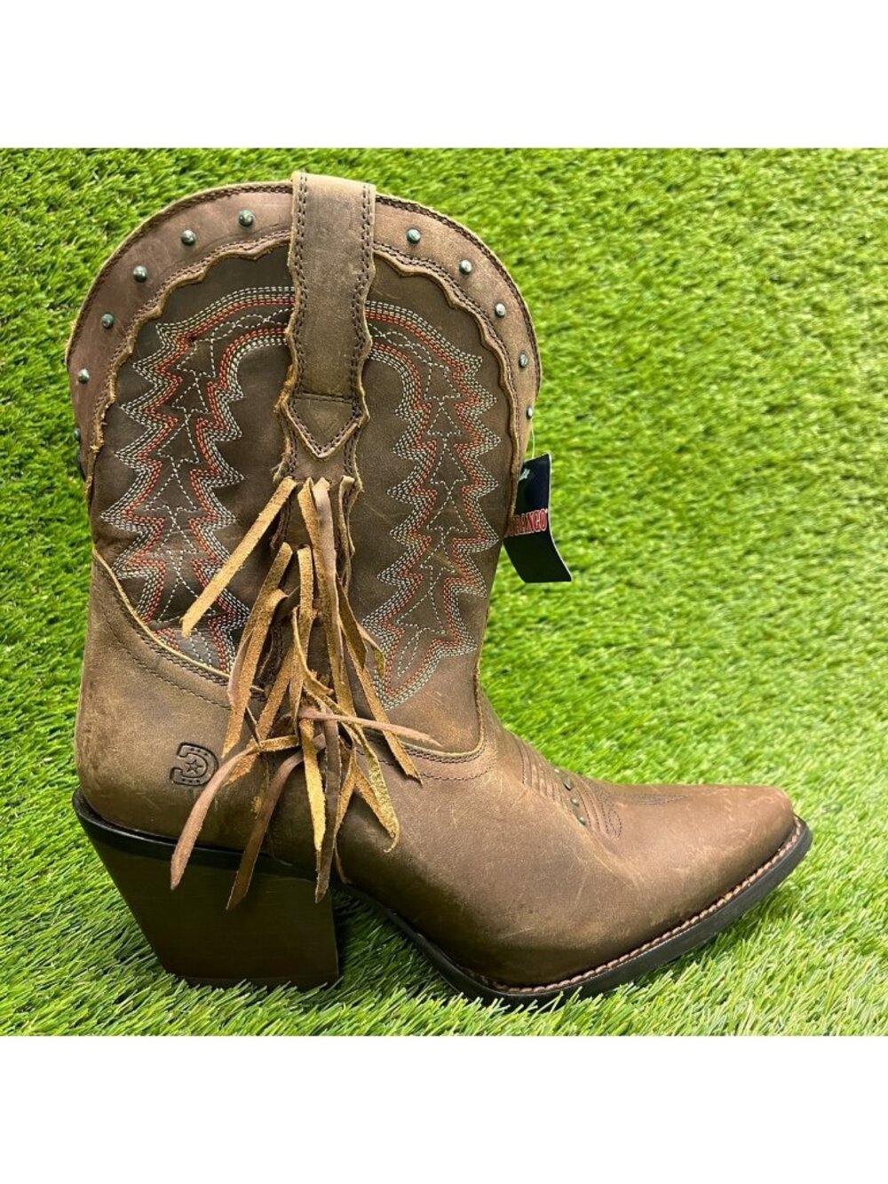 Durango Crush Womens Size 9.5 Brown Cowgirl Western Snip Toe Zip Fashion Boots